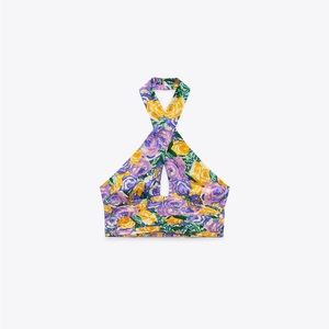 Zara floral print crop top